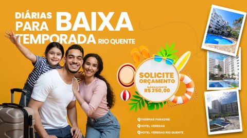 Imagem representativa: Hospedagem de Baixa temporada em Rio Quente - Diárias a partir de R$ 200,00 - Solicite orçamento